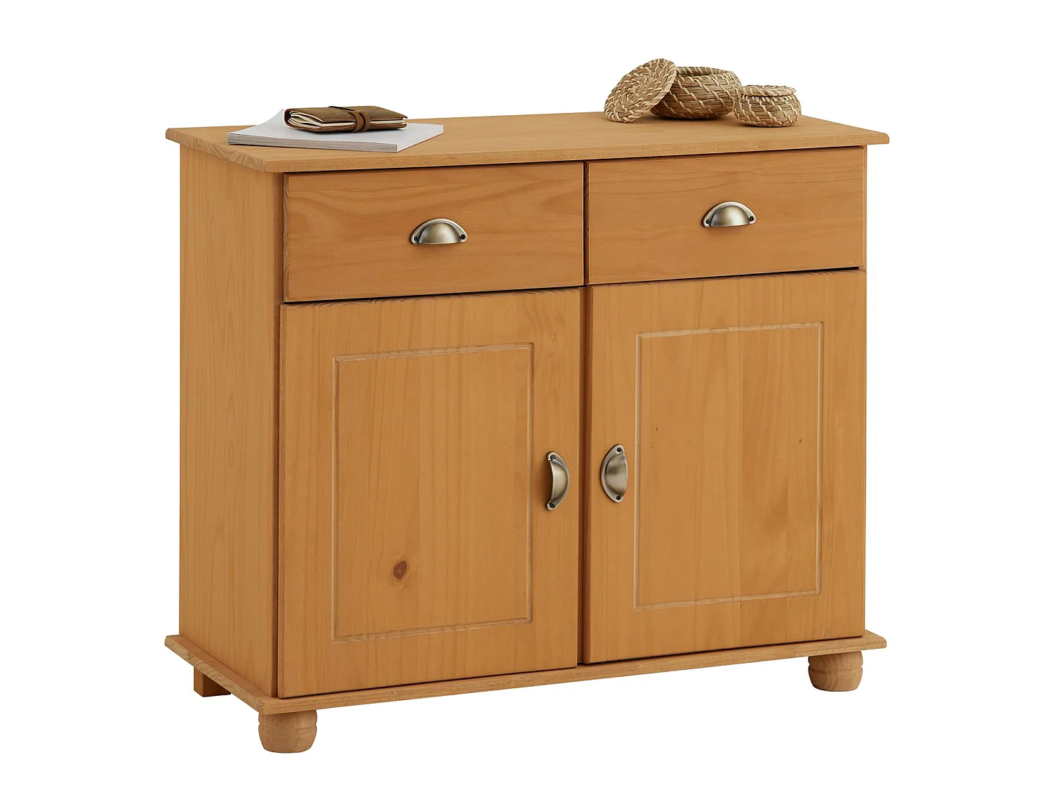Buffet salle à manger COLMAR en bois L 94 cm coloris teinté laqué avec 2 portes battantes et 2 tiroirs spacieux