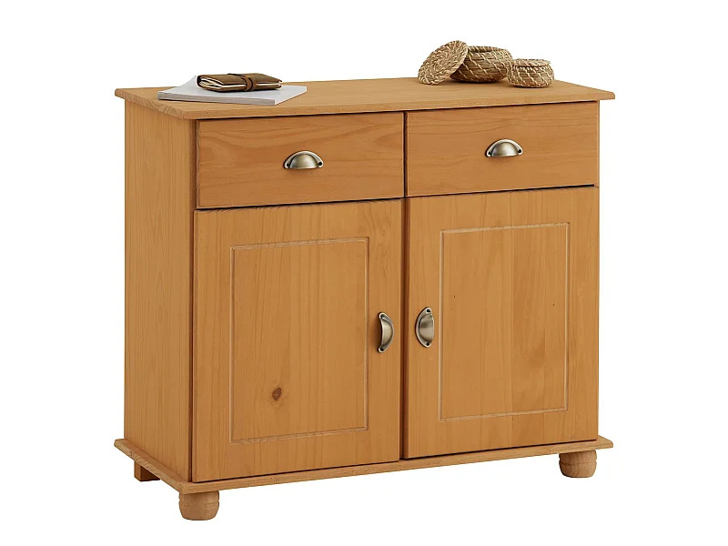 Buffet salle à manger COLMAR en bois L 94 cm coloris teinté laqué avec 2 portes battantes et 2 tiroirs spacieux
