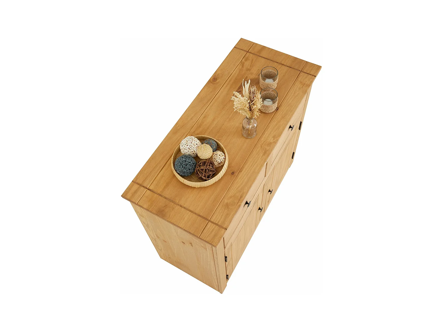 Buffet salle à manger CANCUN L 93 cm en bois massif finition laquée avec 2 portes et 2 tiroirs