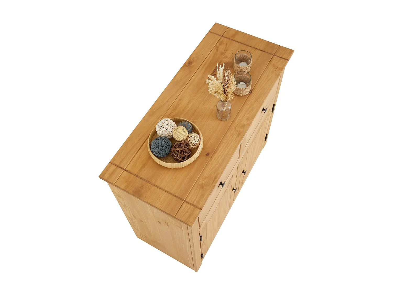 Buffet salle à manger CANCUN L 93 cm en bois massif finition laquée avec 2 portes et 2 tiroirs