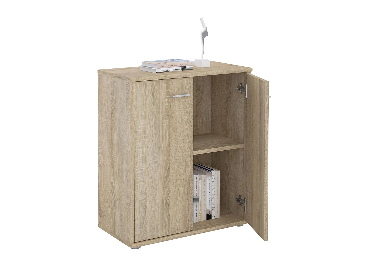 Buffet salle à manger FIRMIN L 60 cm coloris chêne sonoma avec 2 portes bahut bas meuble de rangement style moderne