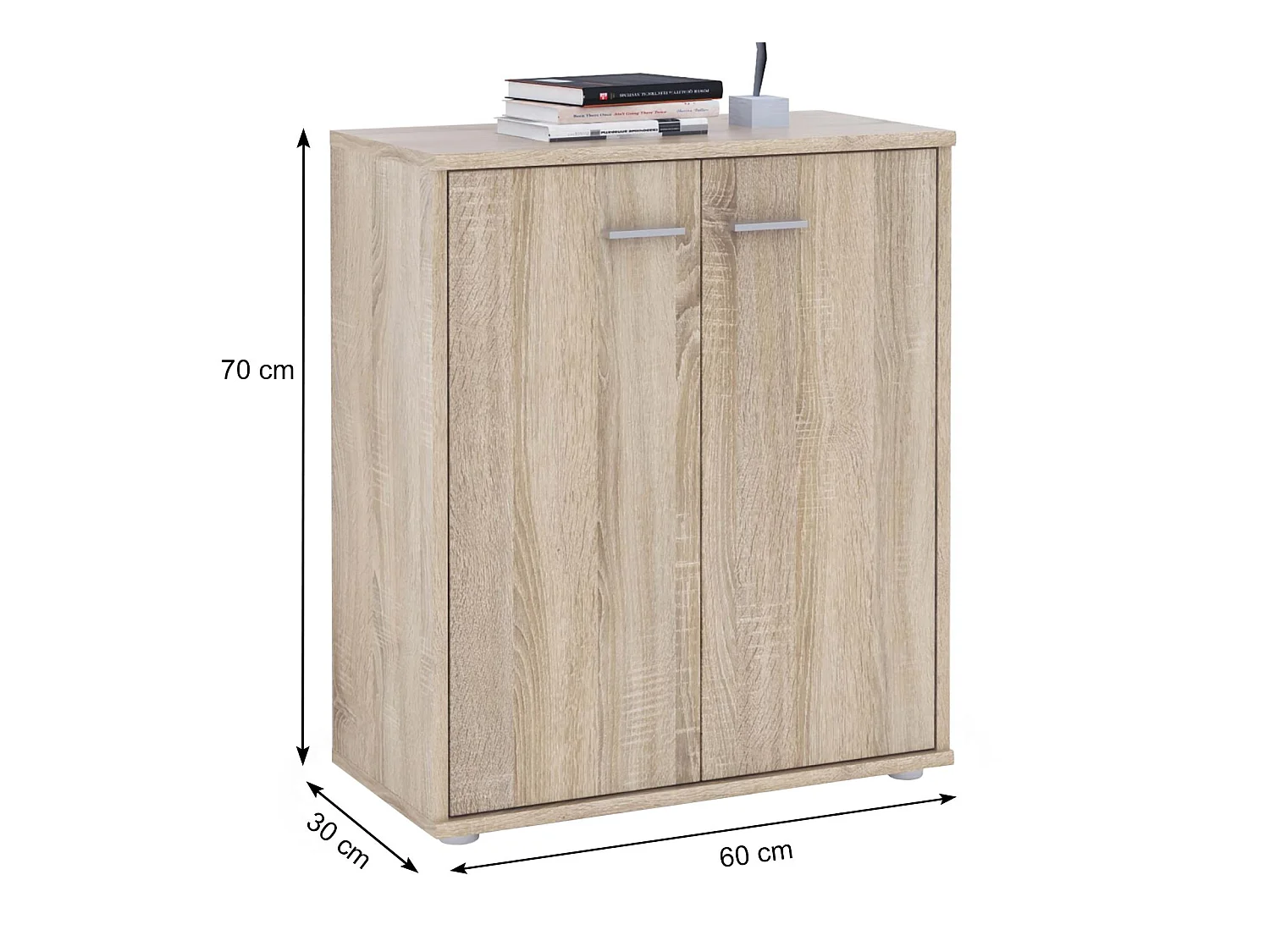 Buffet salle à manger FIRMIN L 60 cm coloris chêne sonoma avec 2 portes bahut bas meuble de rangement style moderne