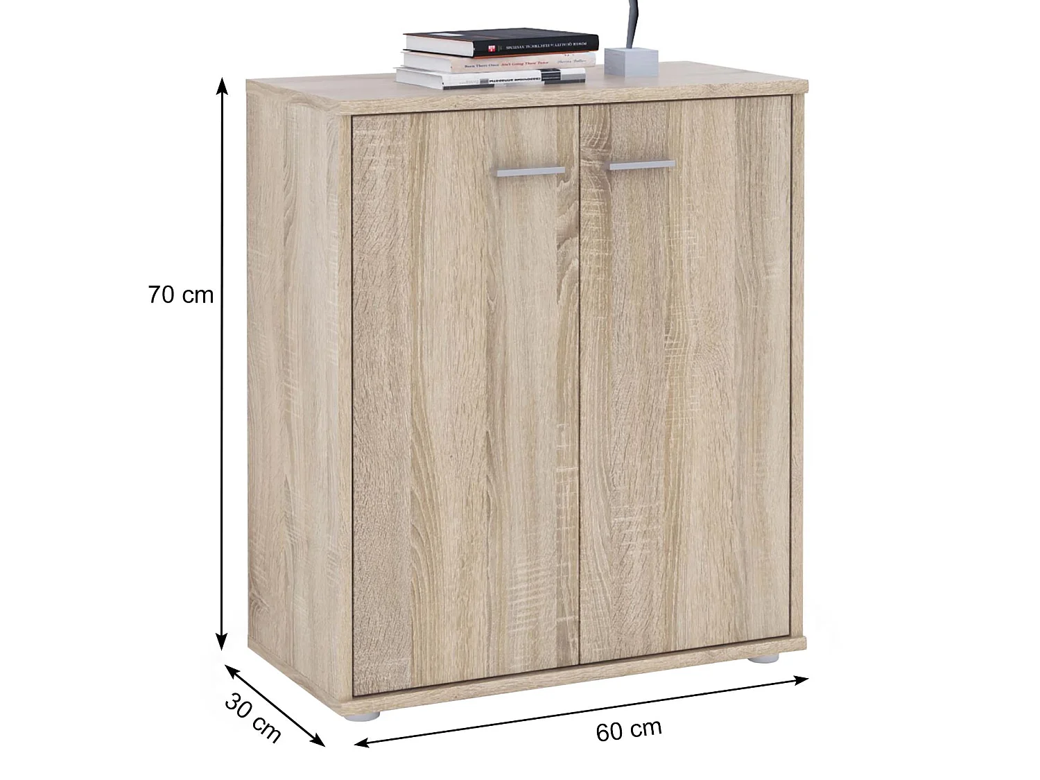 Buffet salle à manger FIRMIN L 60 cm coloris chêne sonoma avec 2 portes bahut bas meuble de rangement style moderne