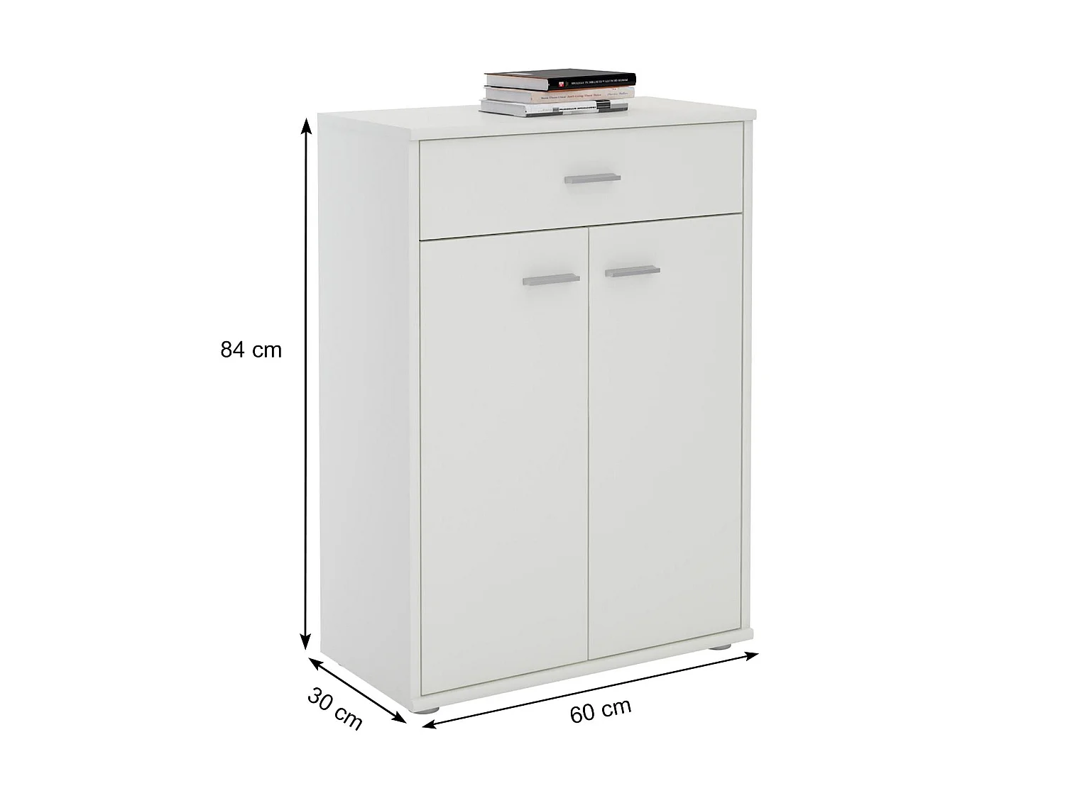 Buffet salle à manger CALAIS L 60 cm blanc avec 1 tiroir et 2 portes, bahut bas, meuble de rangement style moderne