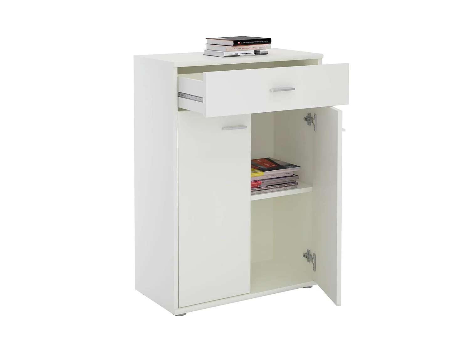 Buffet salle à manger CALAIS L 60 cm blanc avec 1 tiroir et 2 portes, bahut bas, meuble de rangement style moderne