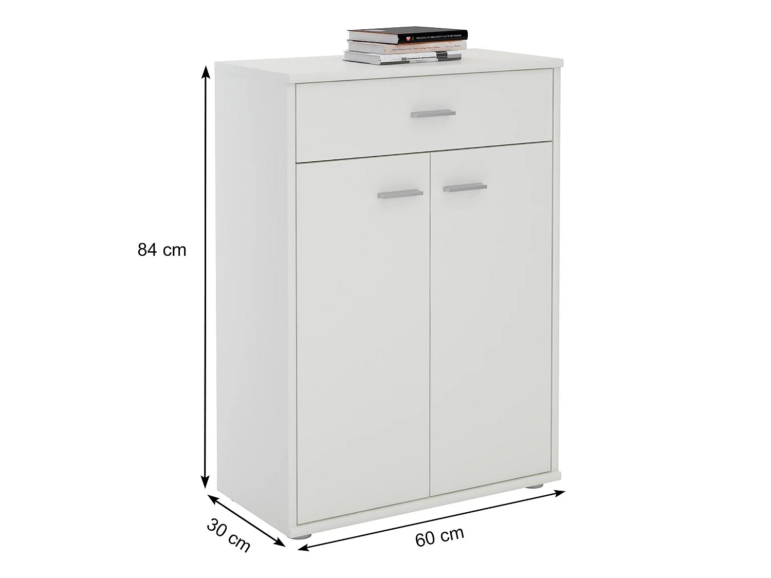 Buffet salle à manger CALAIS L 60 cm blanc avec 1 tiroir et 2 portes, bahut bas, meuble de rangement style moderne