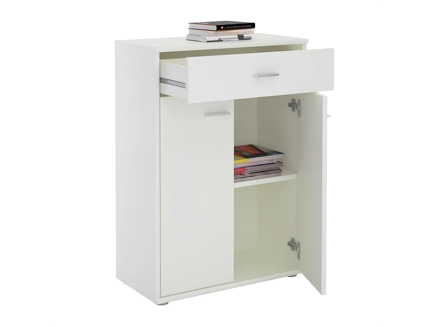 Buffet salle à manger CALAIS L 60 cm blanc avec 1 tiroir et 2 portes, bahut bas, meuble de rangement style moderne