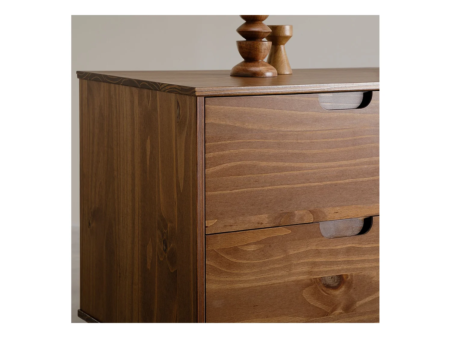 Buffet salle à manger TIVOLI  L 145 cm en bois massif finition bois bun foncé avec 2 tiroirs et 2 portes battantes