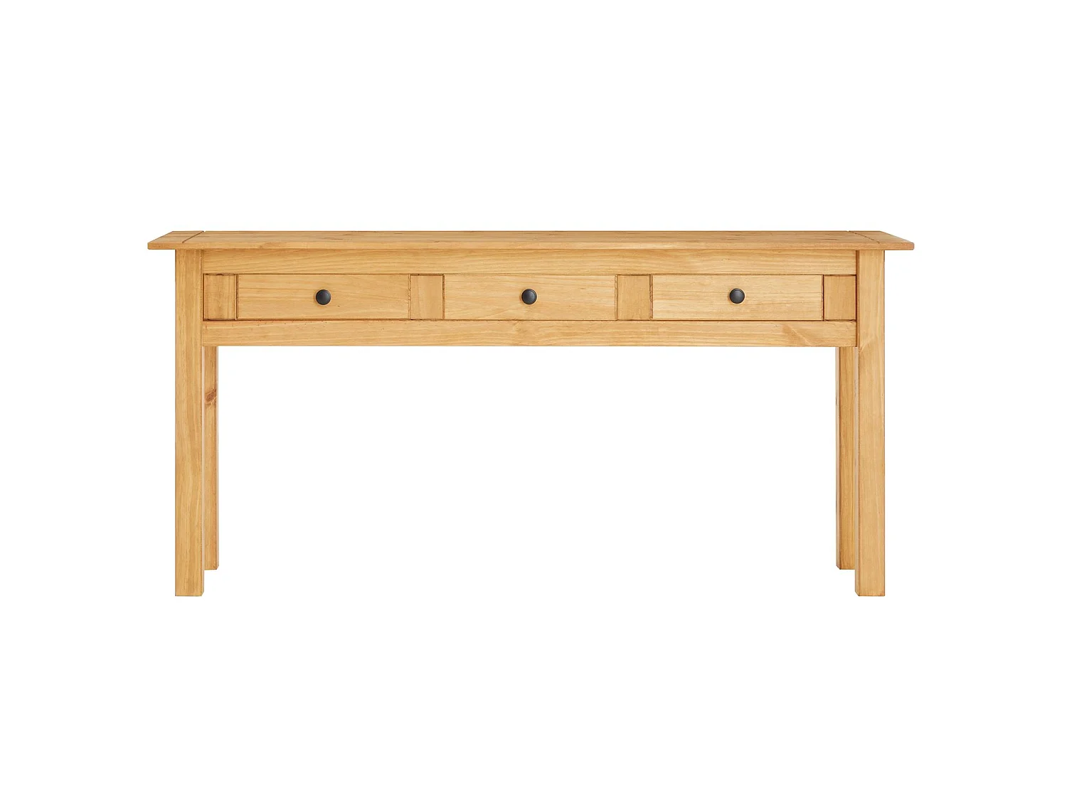 Table console CANCUN meuble d'appoint en bois avec 3 tiroirs, en pin massif finition teintée/cirée