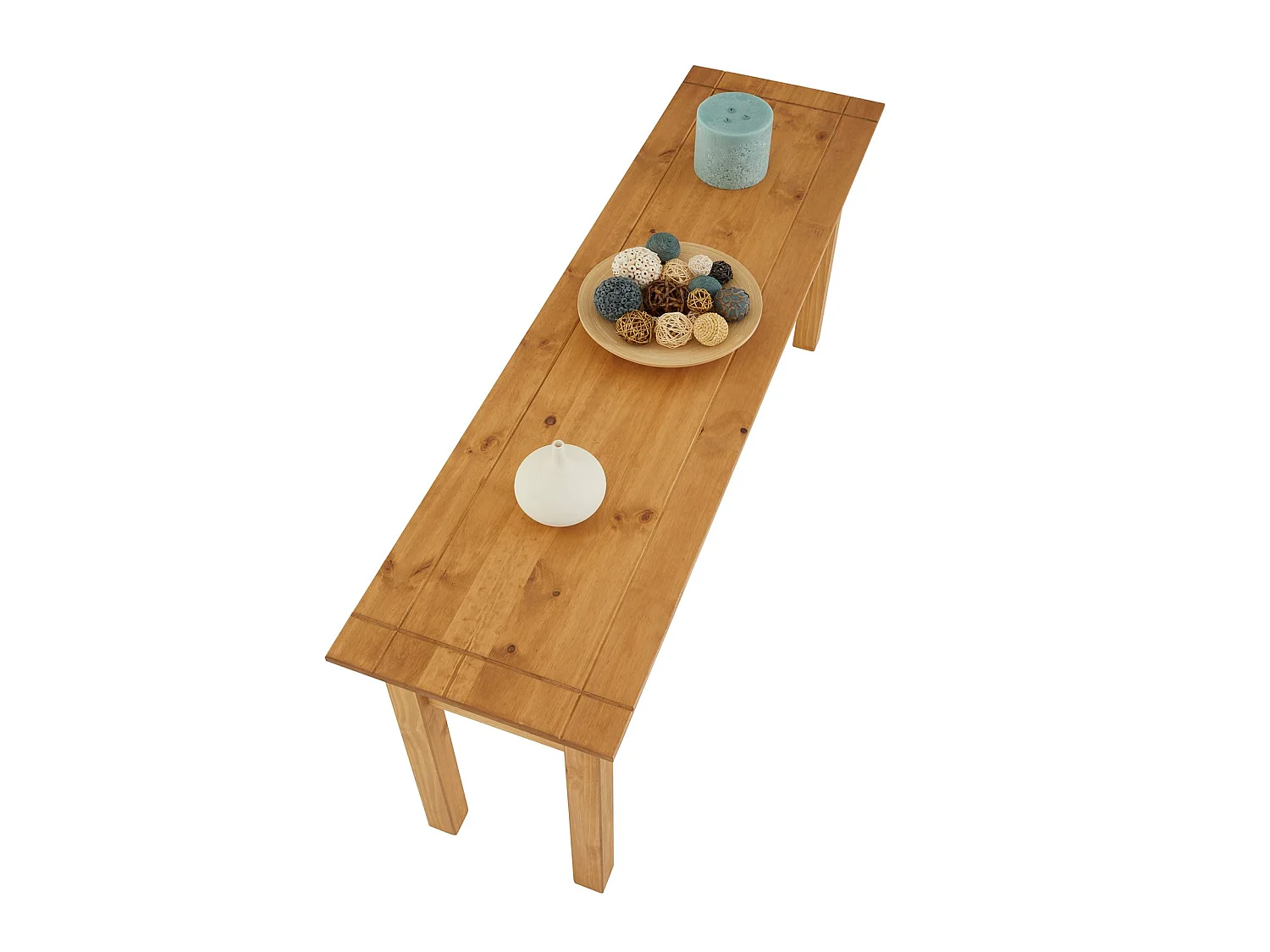 Table console CANCUN meuble d'appoint en bois avec 3 tiroirs, en pin massif finition teintée/cirée