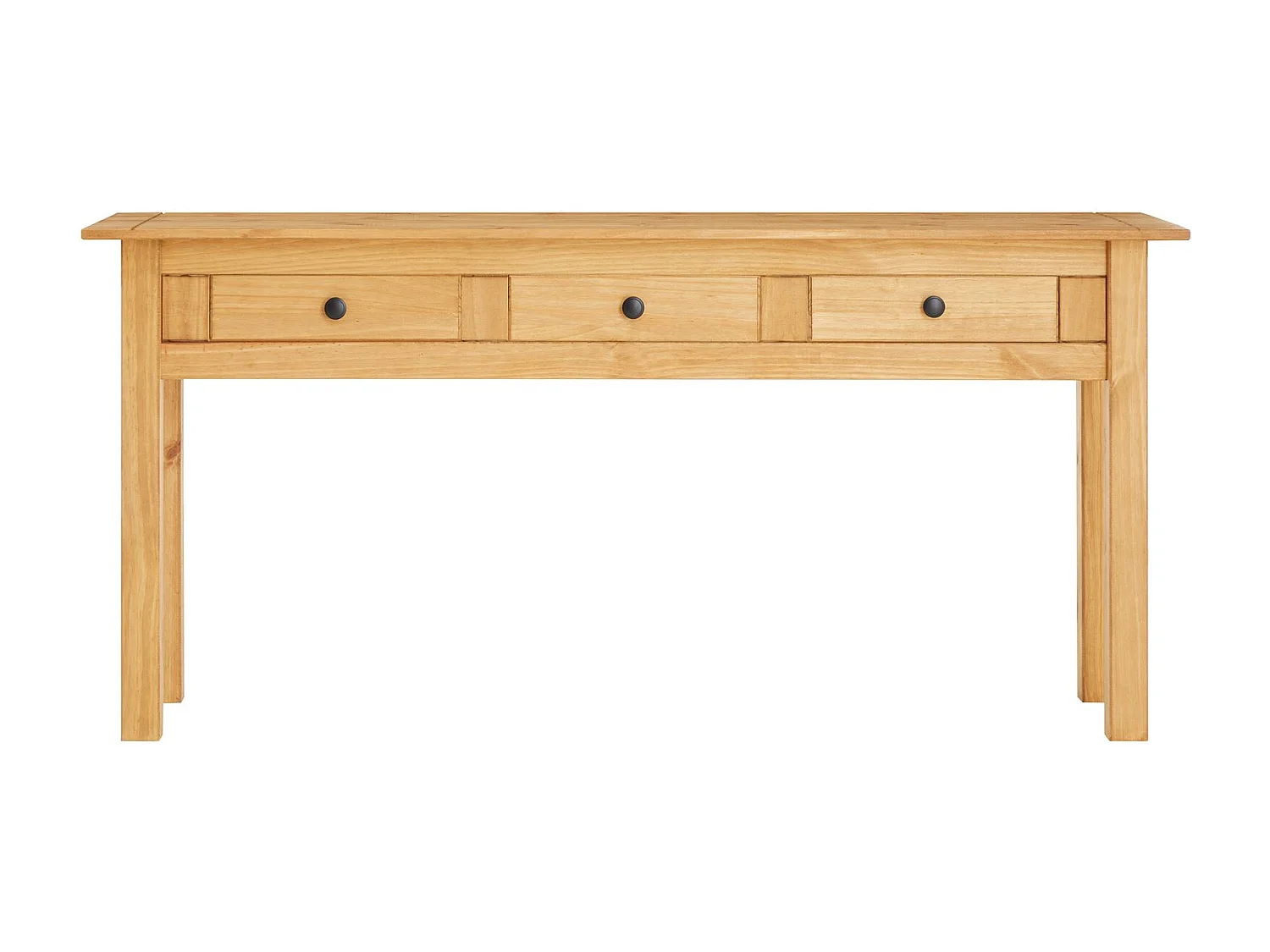 Table console CANCUN meuble d'appoint en bois avec 3 tiroirs, en pin massif finition teintée/cirée