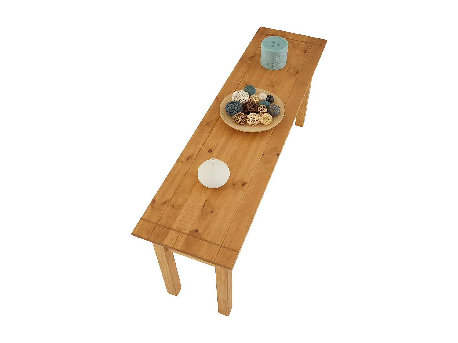 Table console CANCUN meuble d'appoint en bois avec 3 tiroirs, en pin massif finition teintée/cirée