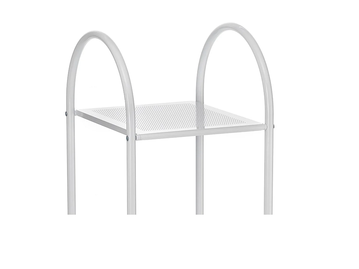 Etagère de salle de bain MADURAI meuble de rangement sur pied avec poignée et 4 tablettes, en métal blanc