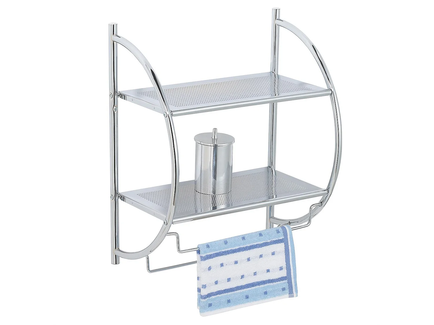 Etagère de salle de bain murale JANINE meuble de rangement à fixer avec 2 tablettes et 2 barreaux porte-serviettes