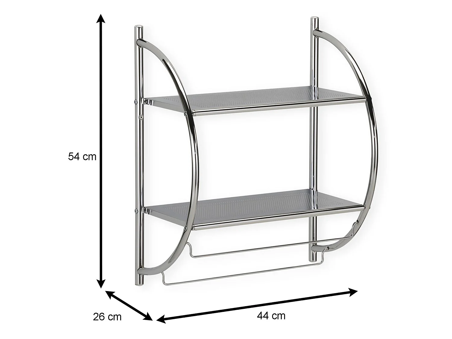 Etagère de salle de bain murale JANINE meuble de rangement à fixer avec 2 tablettes et 2 barreaux porte-serviettes
