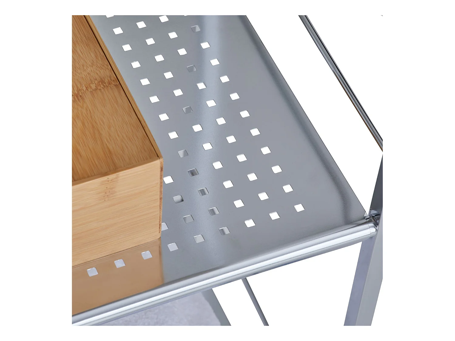 Étagère de salle de bains MATIS sur pied avec 4 tablettes, en métal chromé