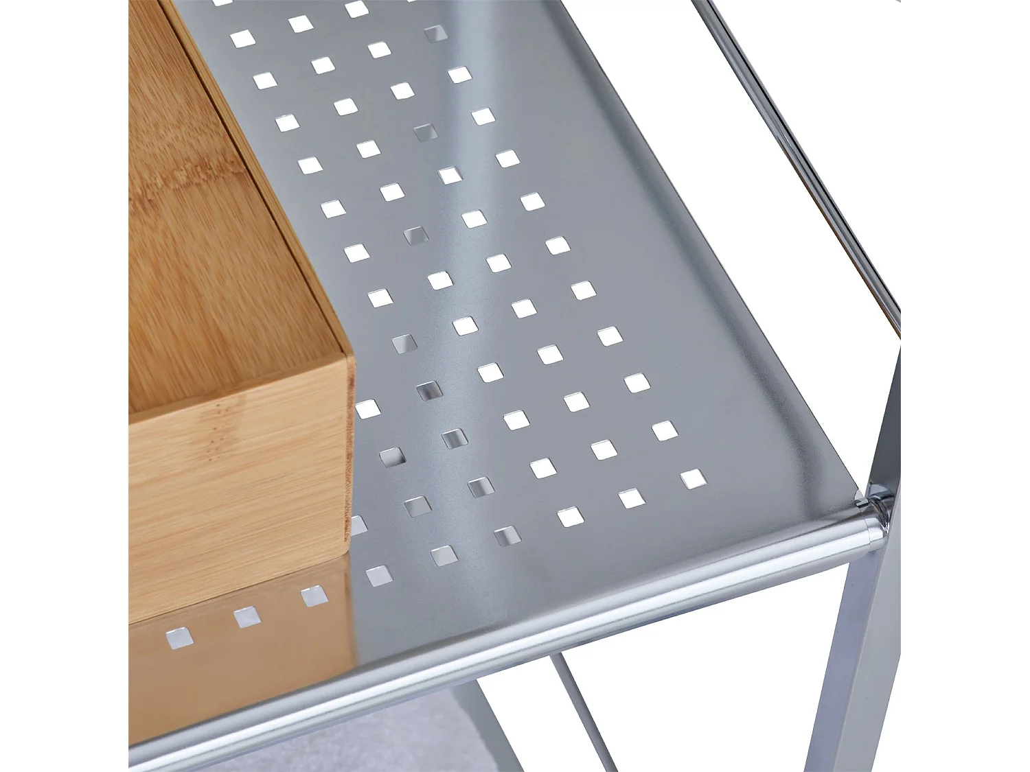 Étagère de salle de bains MATIS sur pied avec 4 tablettes, en métal chromé