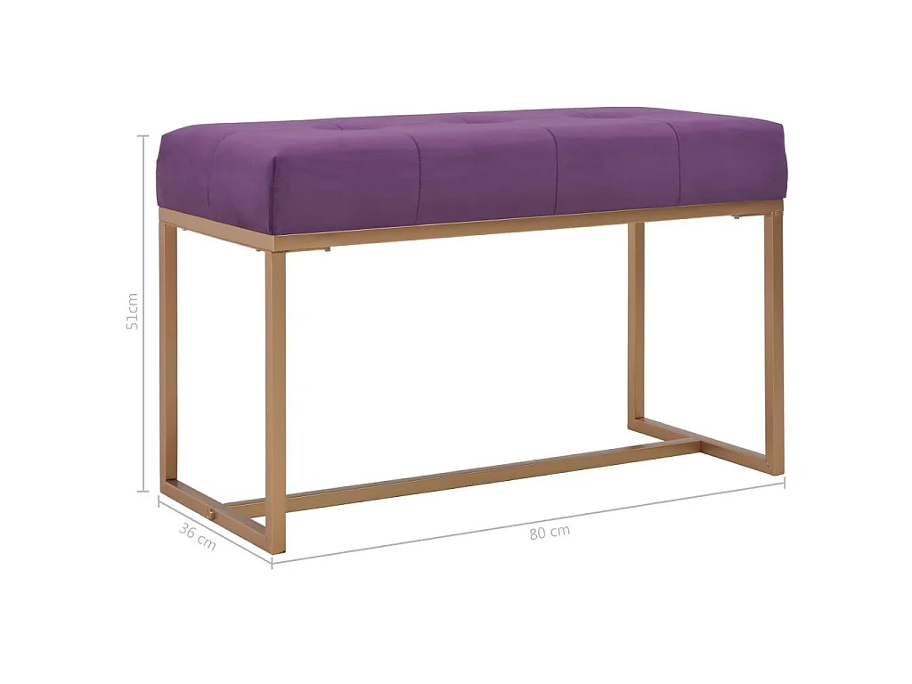 Banquette pouf tabouret meuble banc 80 cm violet velours 3002118
