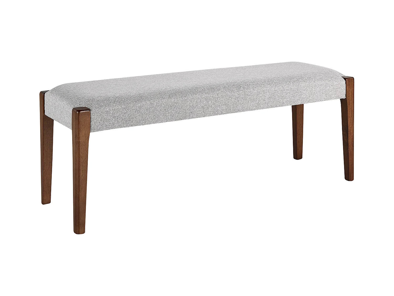 Bettbank Polsterbezug grau Holzbeine dunkelbraun 122 x 40 cm Retro Design Elyria
