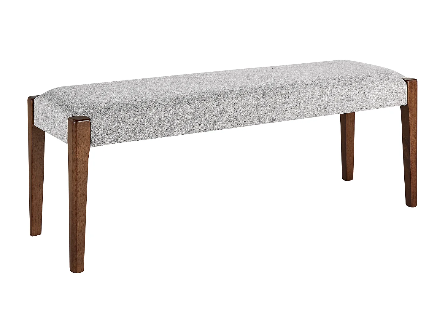 Bettbank Polsterbezug grau Holzbeine dunkelbraun 122 x 40 cm Retro Design Elyria