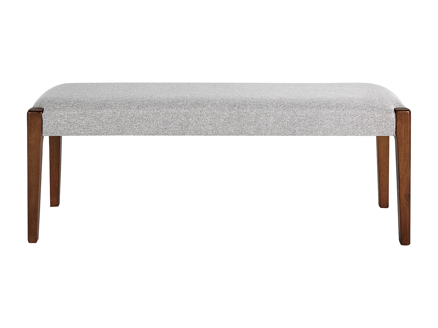 Bettbank Polsterbezug grau Holzbeine dunkelbraun 122 x 40 cm Retro Design Elyria