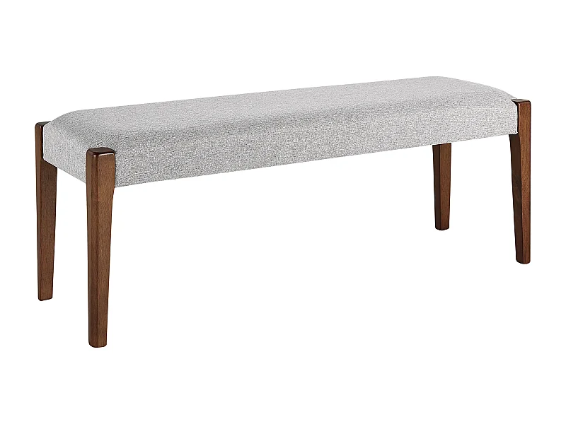 Bettbank Polsterbezug grau Holzbeine dunkelbraun 122 x 40 cm Retro Design Elyria