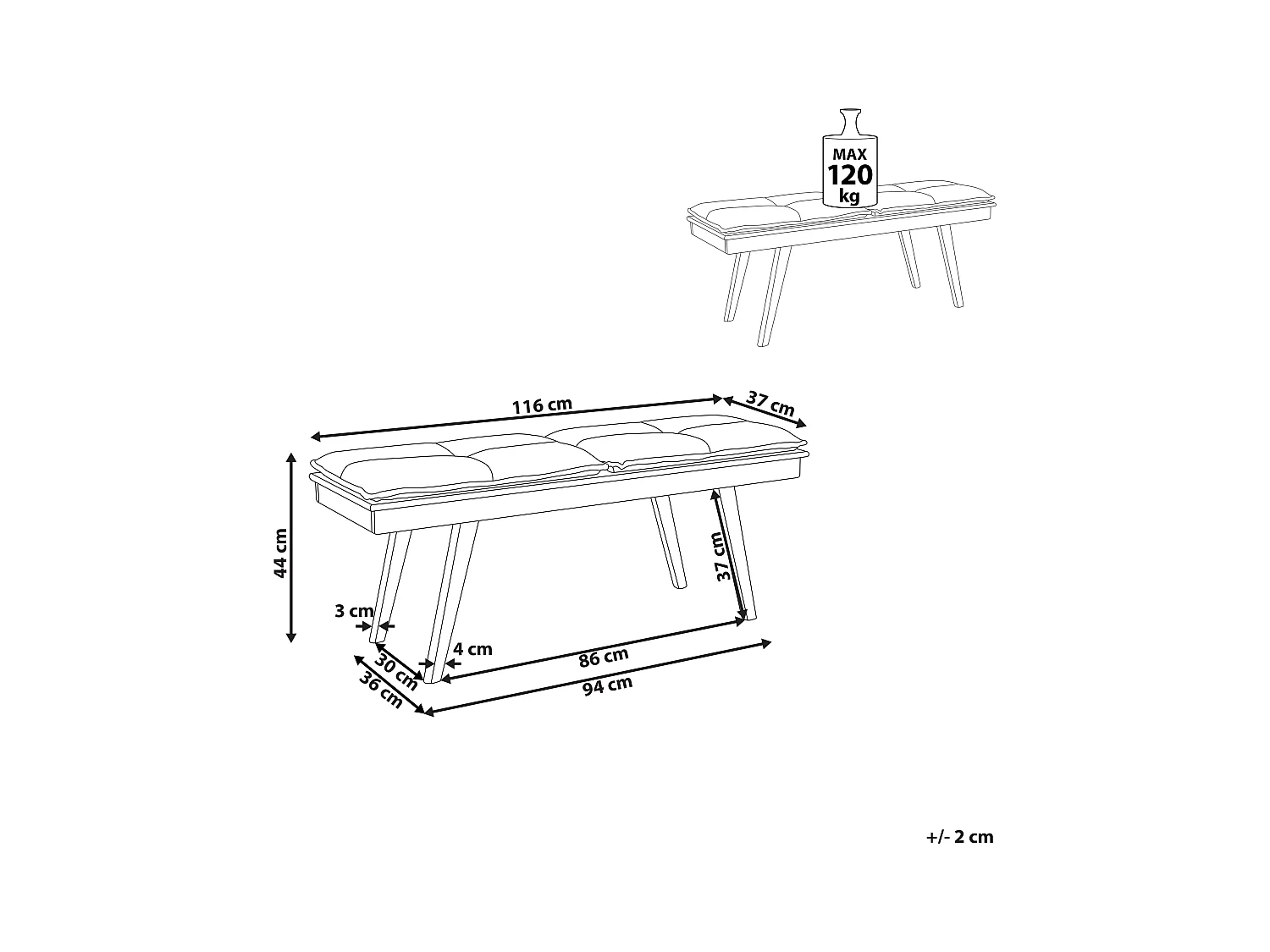Ławka EXTON Ciemny brąz/ szary