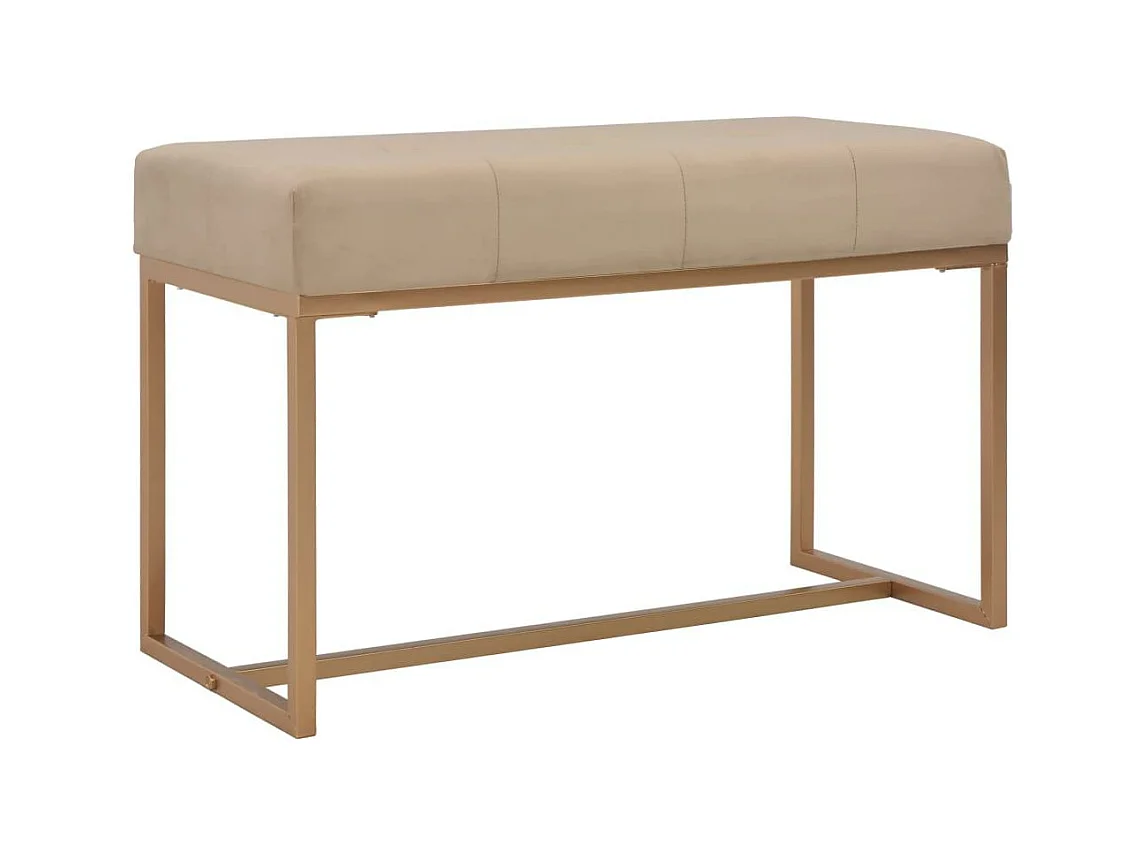 Banco puf taburete mueble banco 80 cm terciopelo beige 3002049