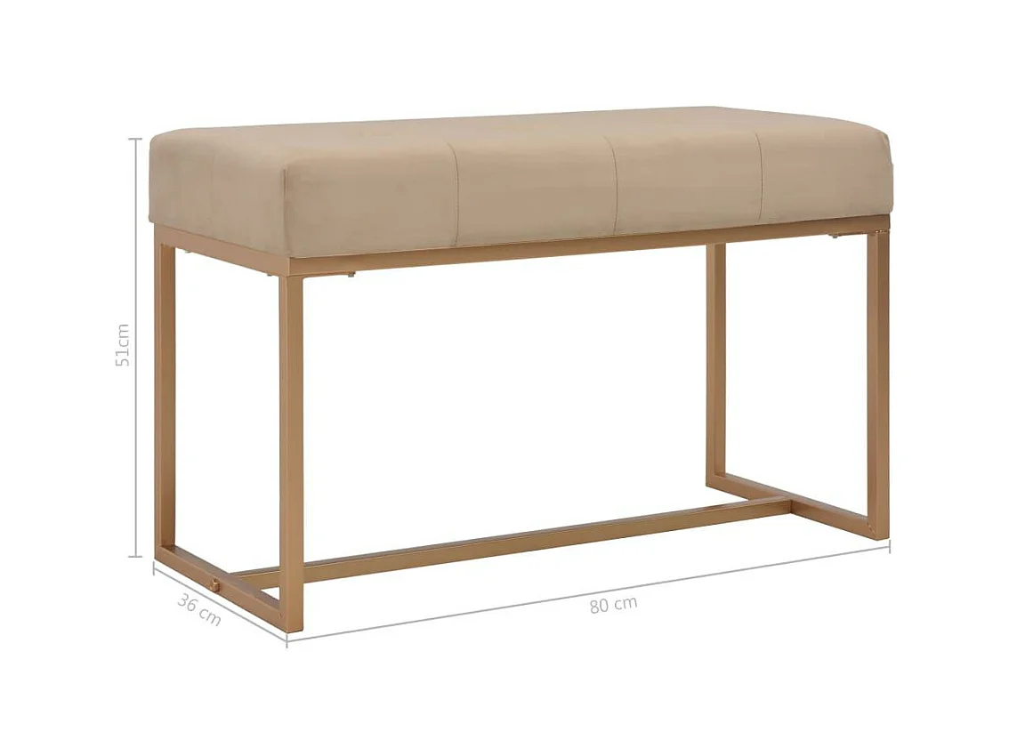 Banco puf taburete mueble banco 80 cm terciopelo beige 3002049