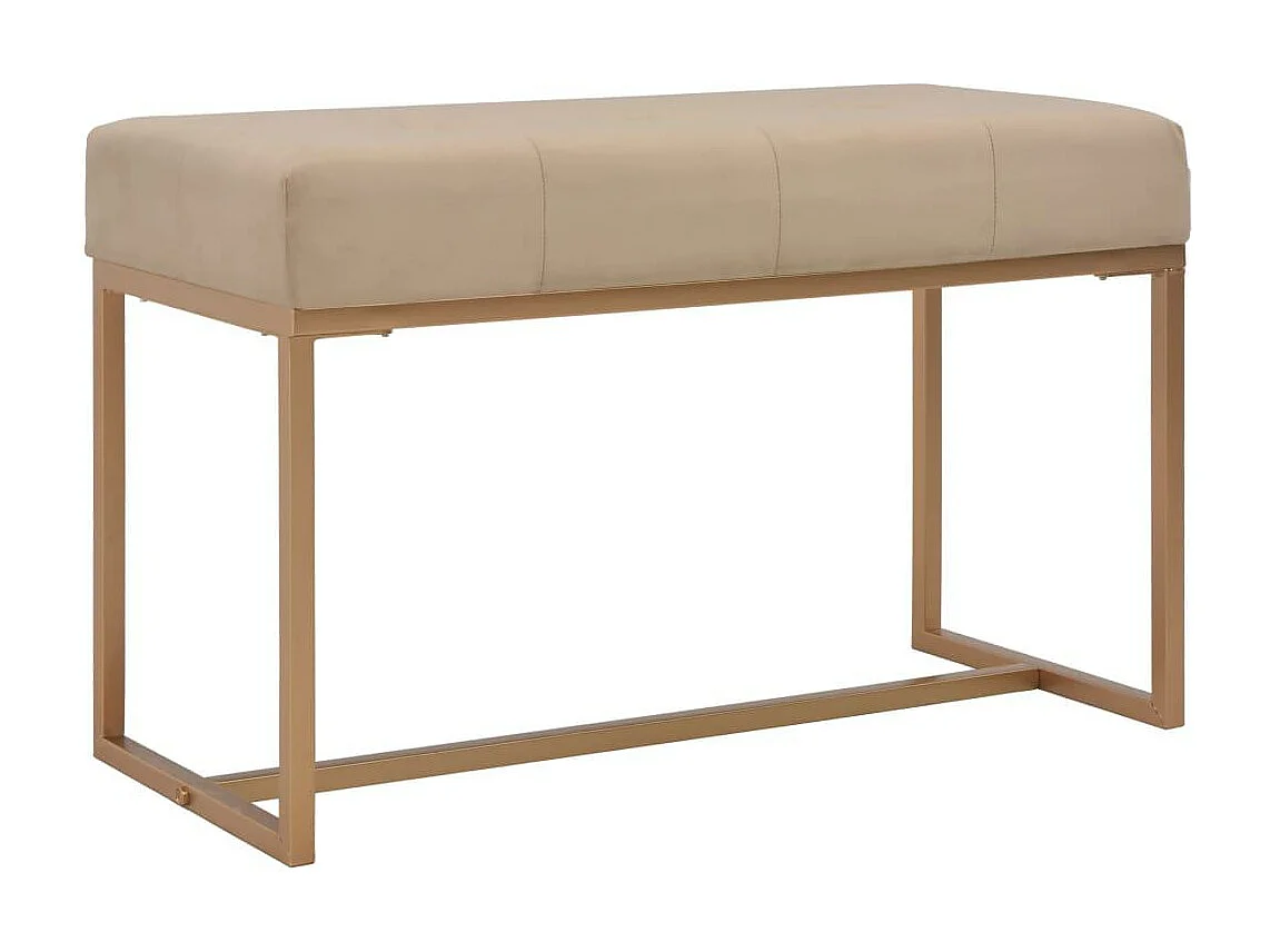Banco puf taburete mueble banco 80 cm terciopelo beige 3002049
