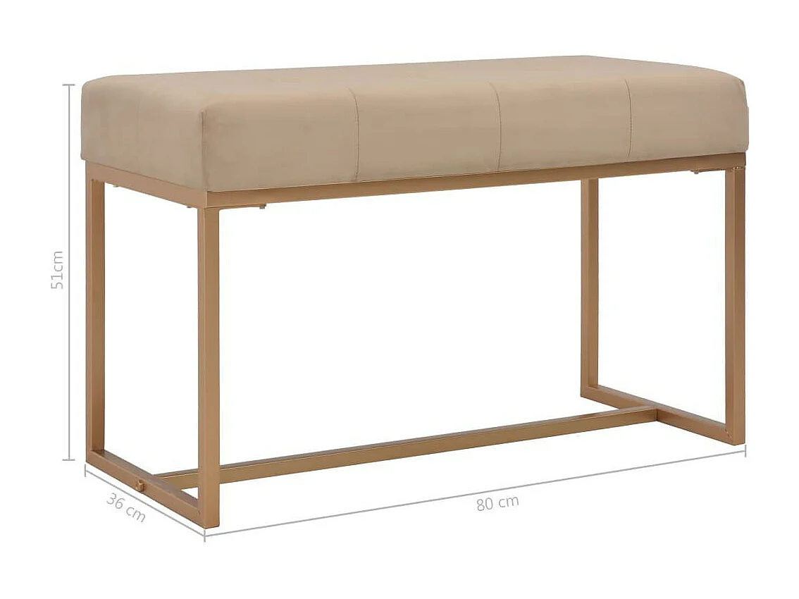 Banco puf taburete mueble banco 80 cm terciopelo beige 3002049