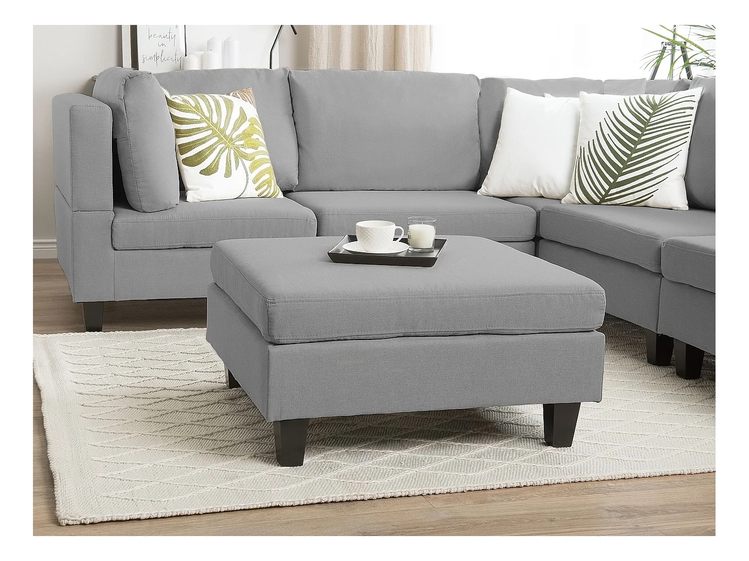 Ottomaan FEVIK Stof Lichtgrijs