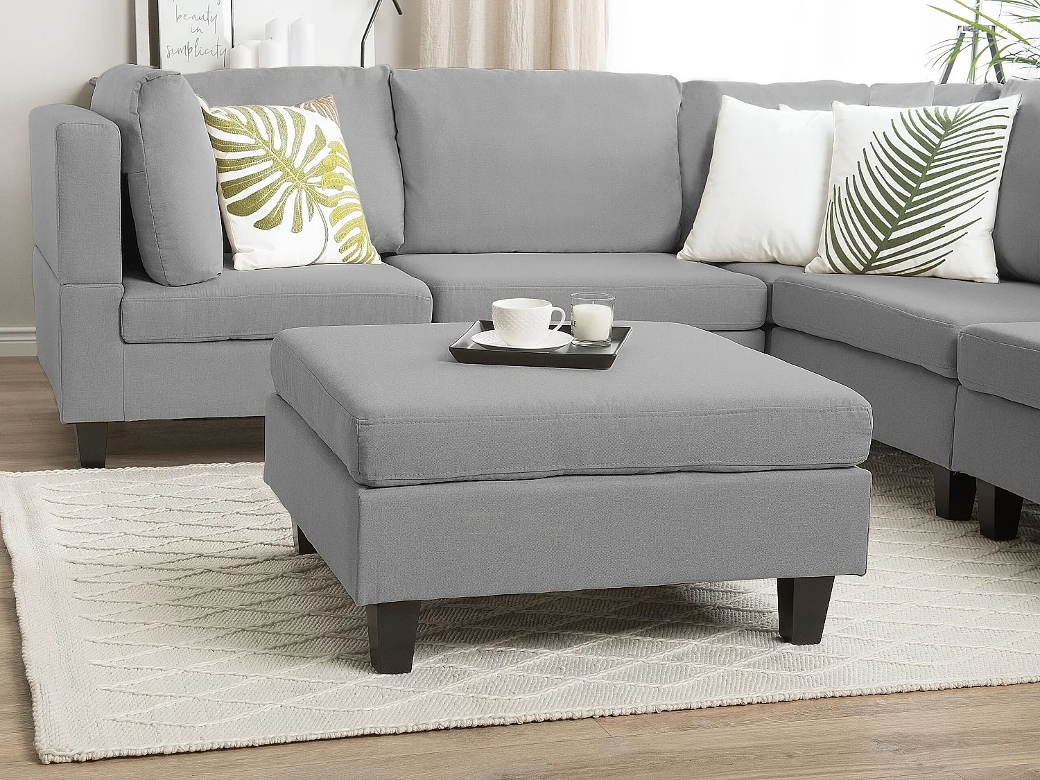 Ottoman FEVIK Tissu Gris clair