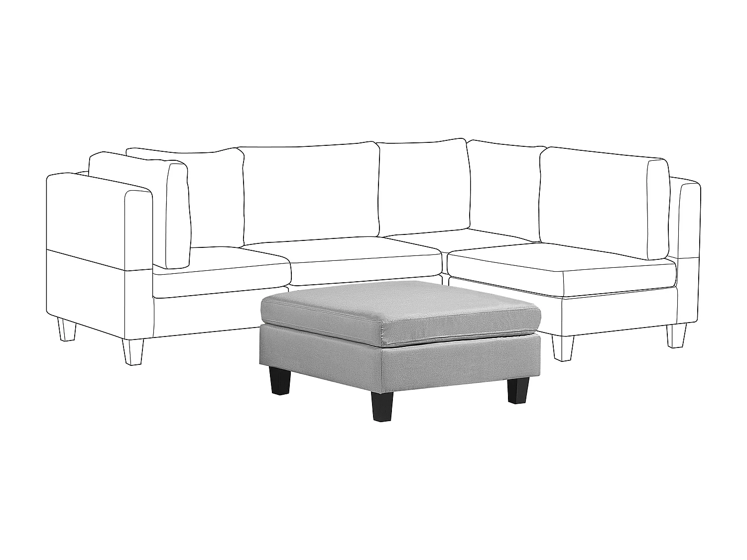 Ottoman FEVIK Tissu Gris clair