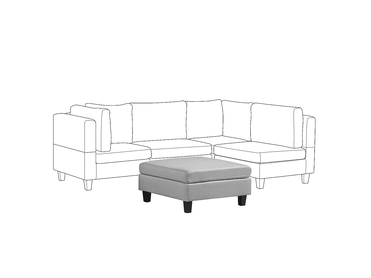 Ottoman FEVIK Tissu Gris clair