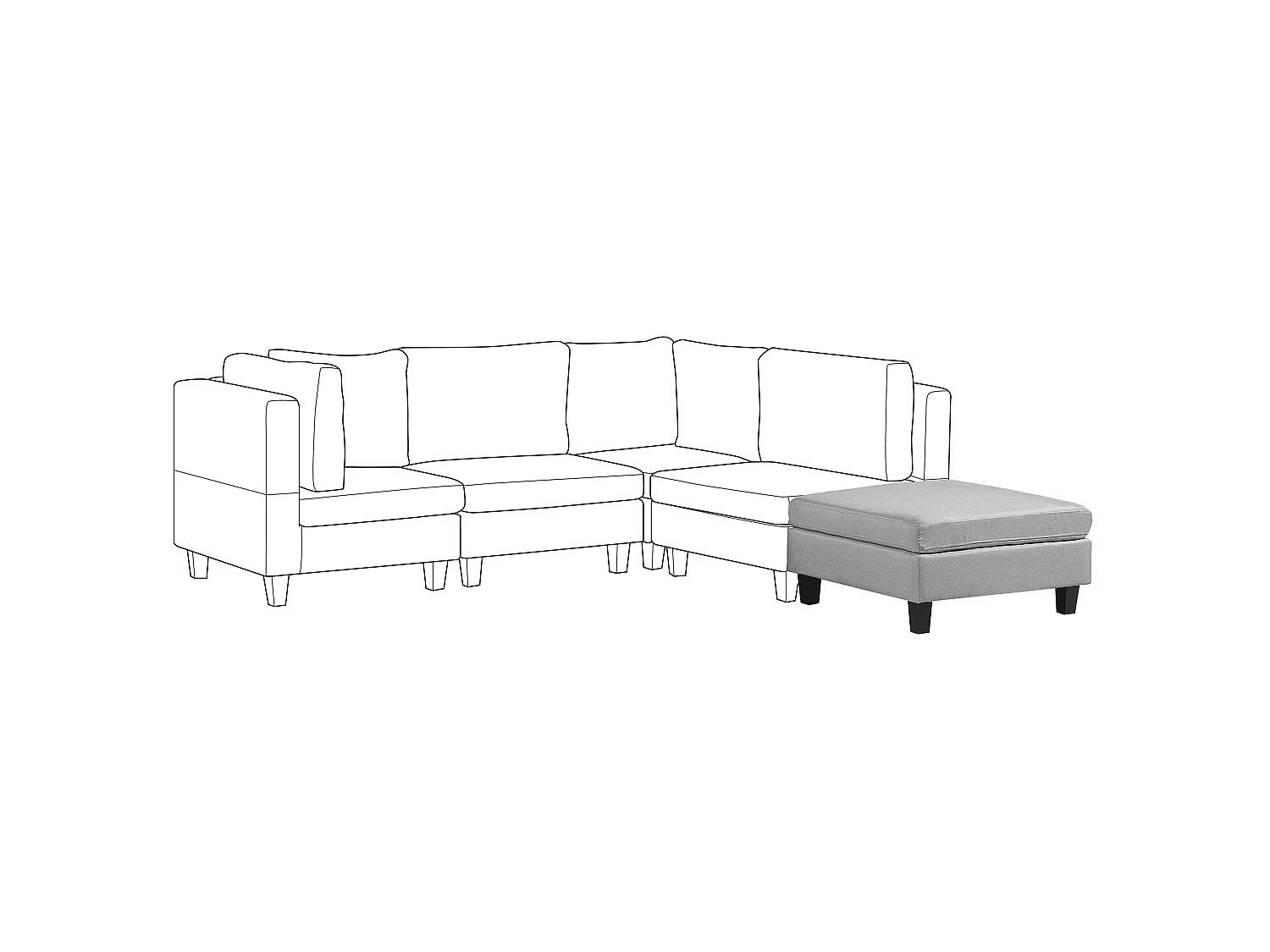 Ottoman FEVIK Tissu Gris clair