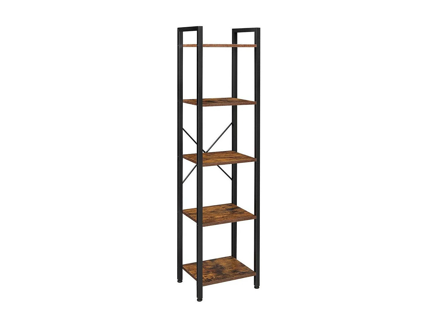 Estantería librería de 5 niveles con estructura de acero para salón oficina entrada estilo industrial marrón 153 cm rústico y negro 12_0002794