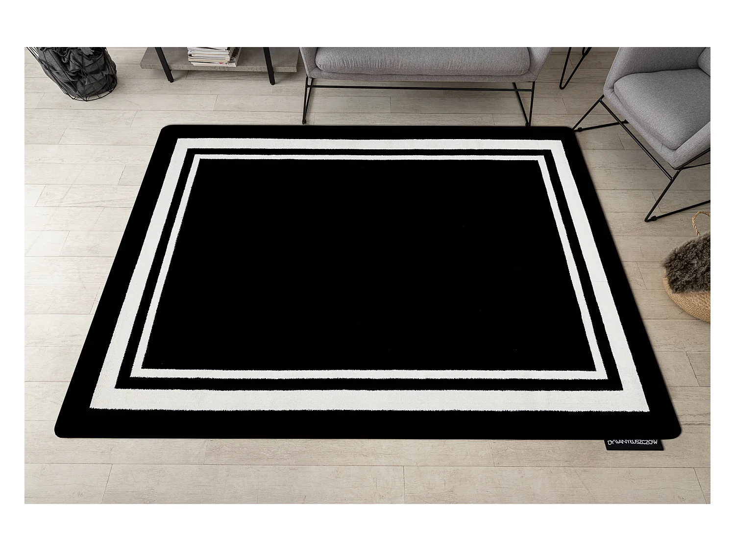 Teppich HAMPTON Border Rahmen schwarz 160x220 cm