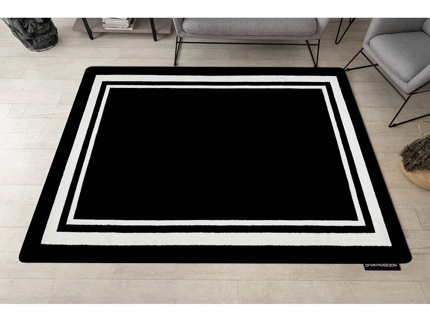 Tapijt HAMPTON Border kader zwart 160x220 cm