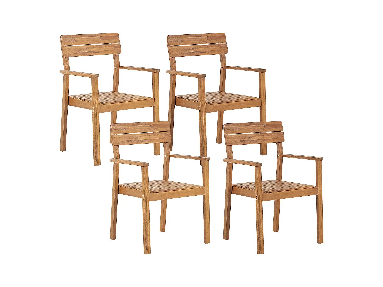 Gartenmöbel Set Akazienholz hellbraun Gartentisch mit 4 Stühlen modern Fornelli