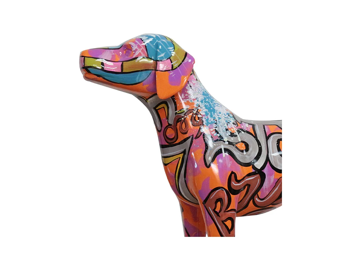 Statue chien labrador orange avec graffiti multicolore L76 cm - JASPER