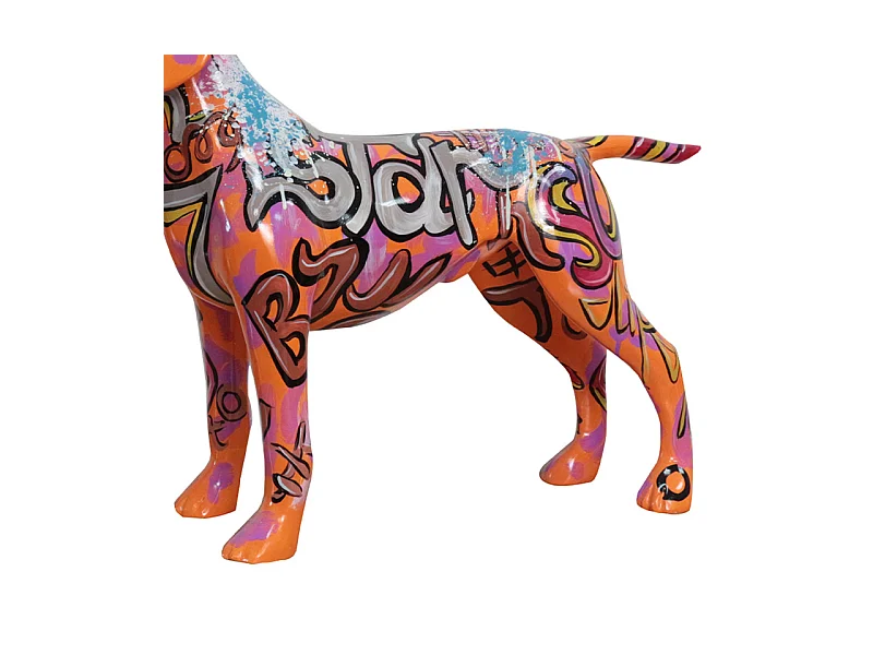 Statue chien labrador orange avec graffiti multicolore L76 cm - JASPER