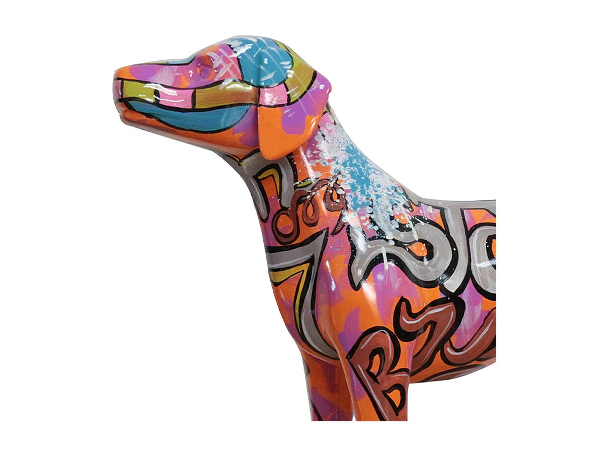Statue chien labrador orange avec graffiti multicolore L76 cm - JASPER