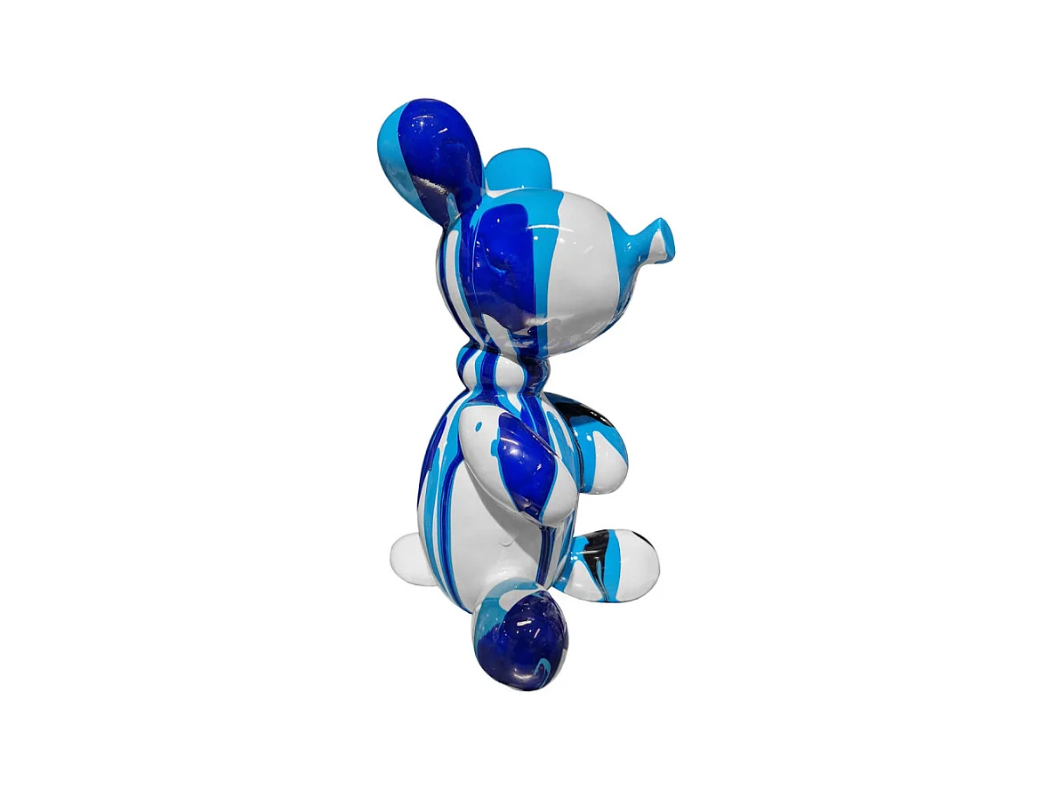 Statuette nounours balloon blanc noir et bleu H17 cm - LOTSO DRIPS 01