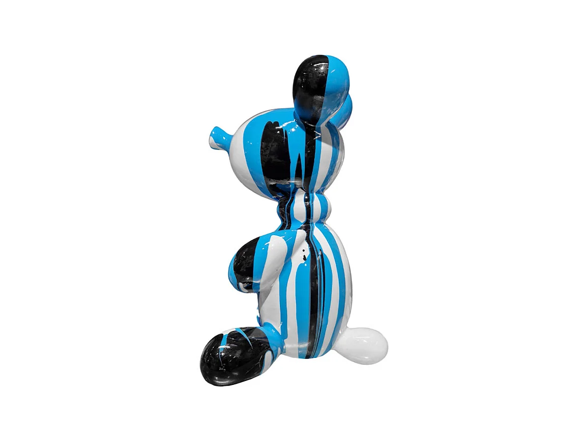 Statuette nounours balloon blanc noir et bleu H17 cm - LOTSO DRIPS 01