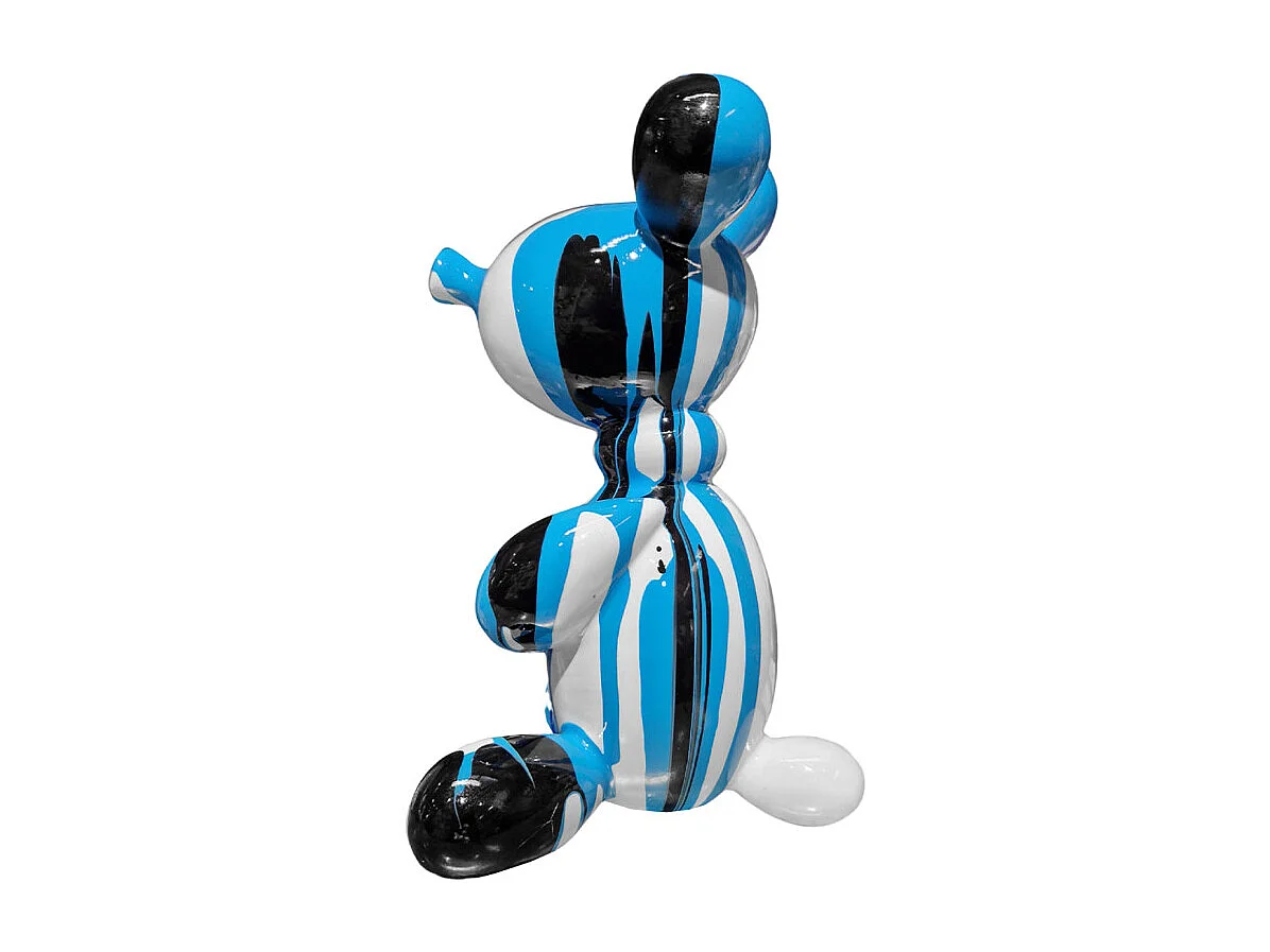 Statuette nounours balloon blanc noir et bleu H17 cm - LOTSO DRIPS 01