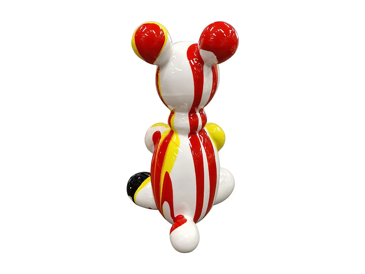 Statuette nounours balloon blanc rouge jaune H13 cm - LOTSO DRIPS 02