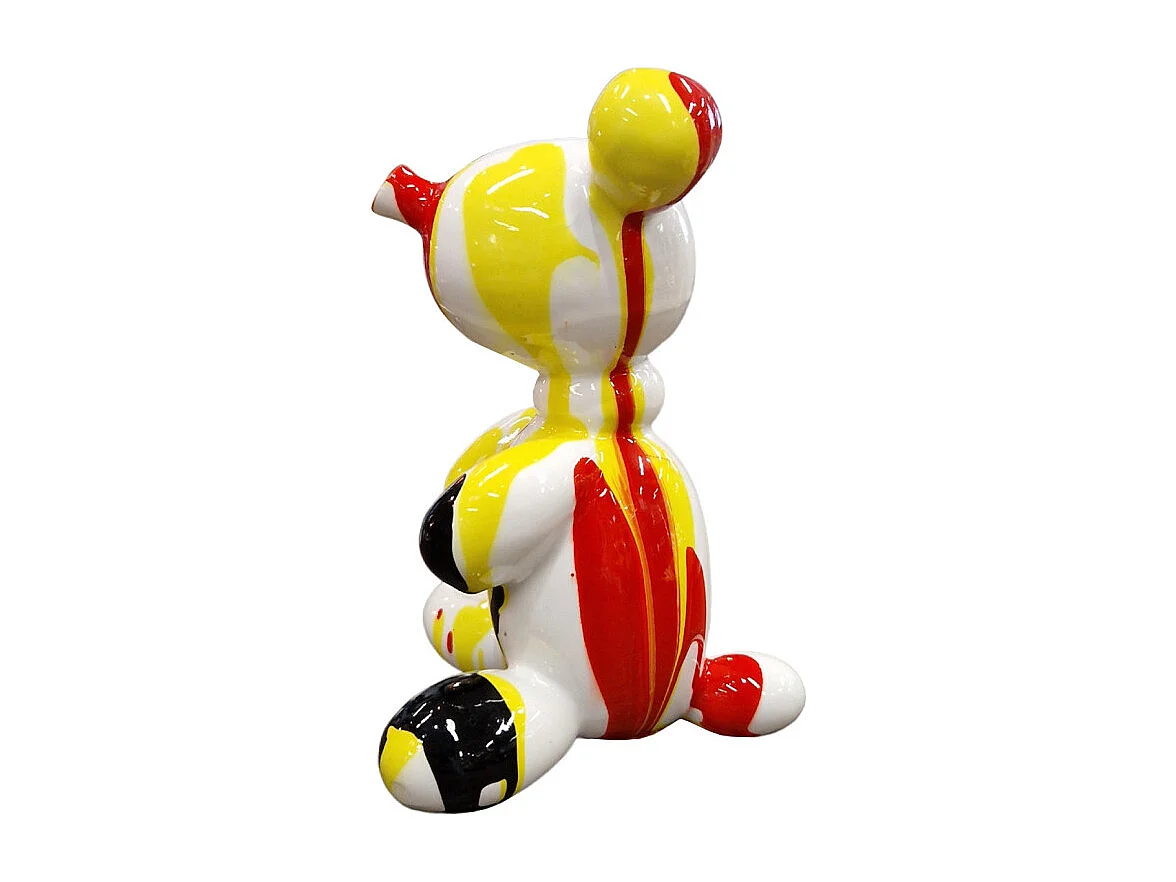 Statuette nounours balloon blanc rouge jaune H13 cm - LOTSO DRIPS 02