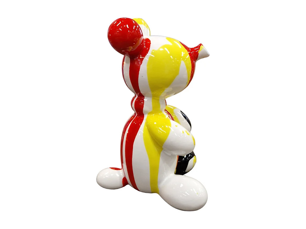 Statuette nounours balloon blanc rouge jaune H13 cm - LOTSO DRIPS 02