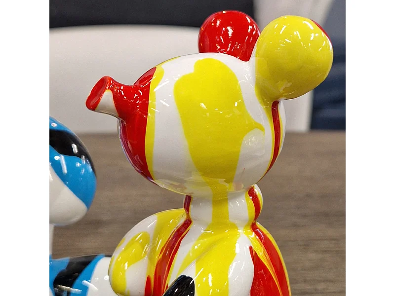 Statuette nounours balloon blanc rouge jaune H13 cm - LOTSO DRIPS 02